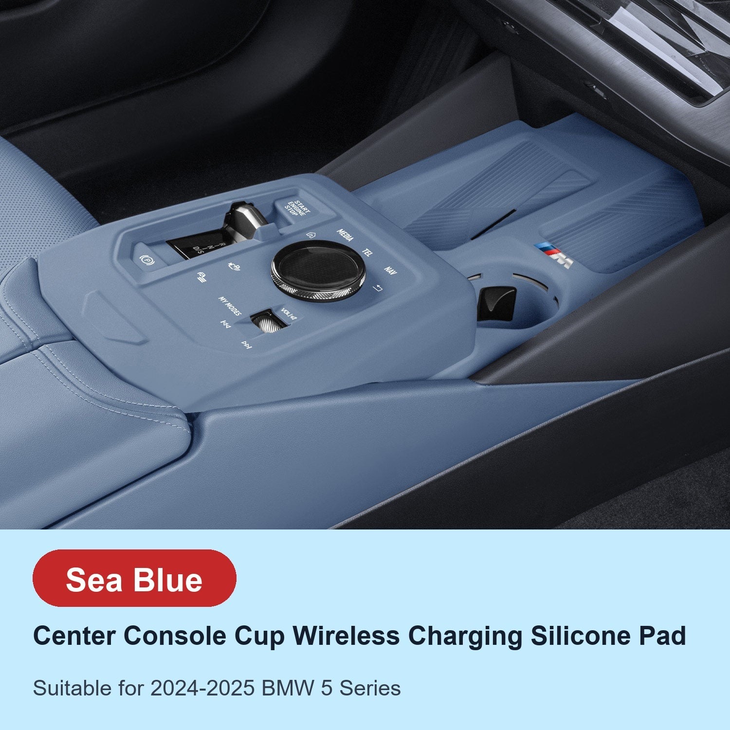 BMW center console silicone pad - i5 5 Series (2024-2026) - Sea Blue