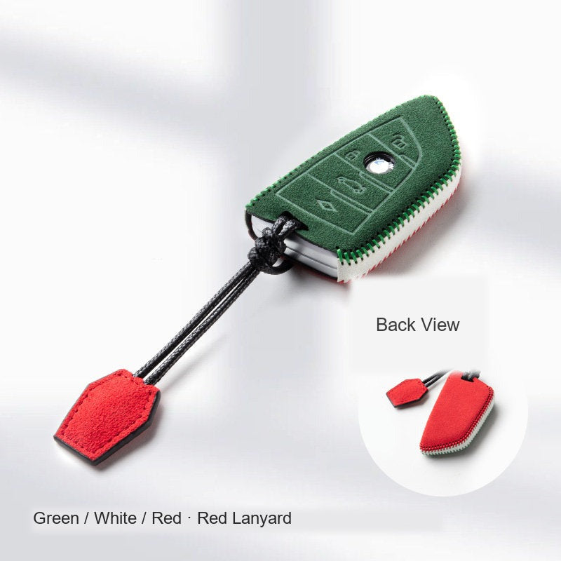 BMW Alcantara Key Fob Case - Style 19 - Green / White / Red