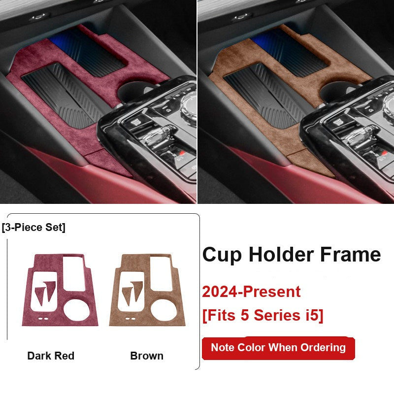 BMW 5 Series i5 cup holder frame dark red and brown