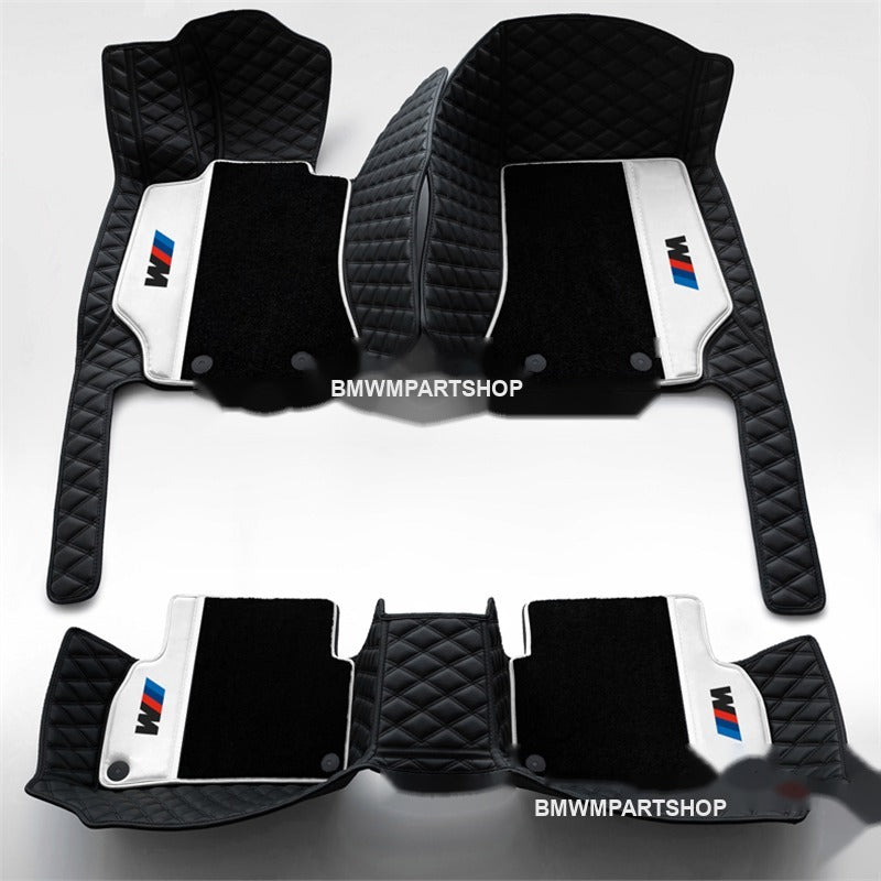 BMW double-layer leather floor mats, black and white