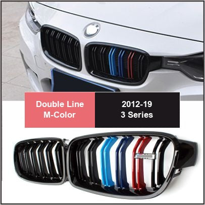 BMW Kidney Grille - Gloss Black Front Grille, F30 3 Series (2012-19) - Double Line M-Color