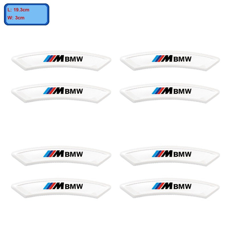 BMW M white wheel arch guard strips, set of 8, with size label