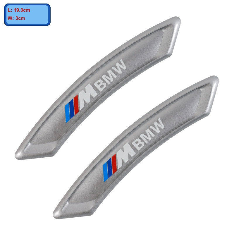 BMW M silver wheel arch guard strips, set of 2, with size label