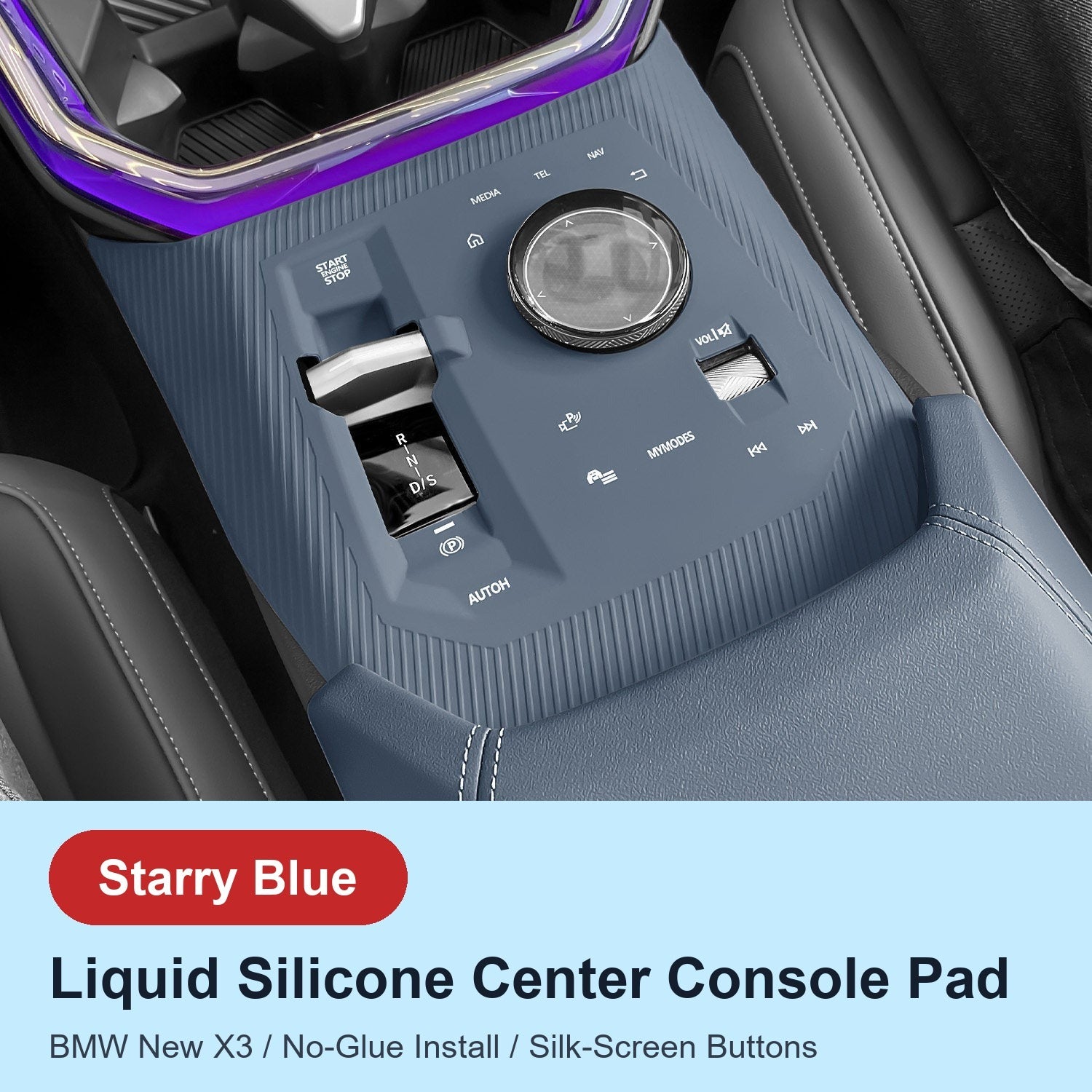BMW center console silicone pad - X3 New Gen (2025-2026) - Starry Blue