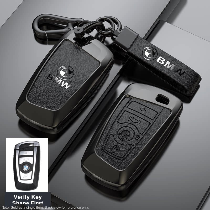 BMW Leather Key Fob Case - Style C, Obsidian Black, Bracelet Buckle