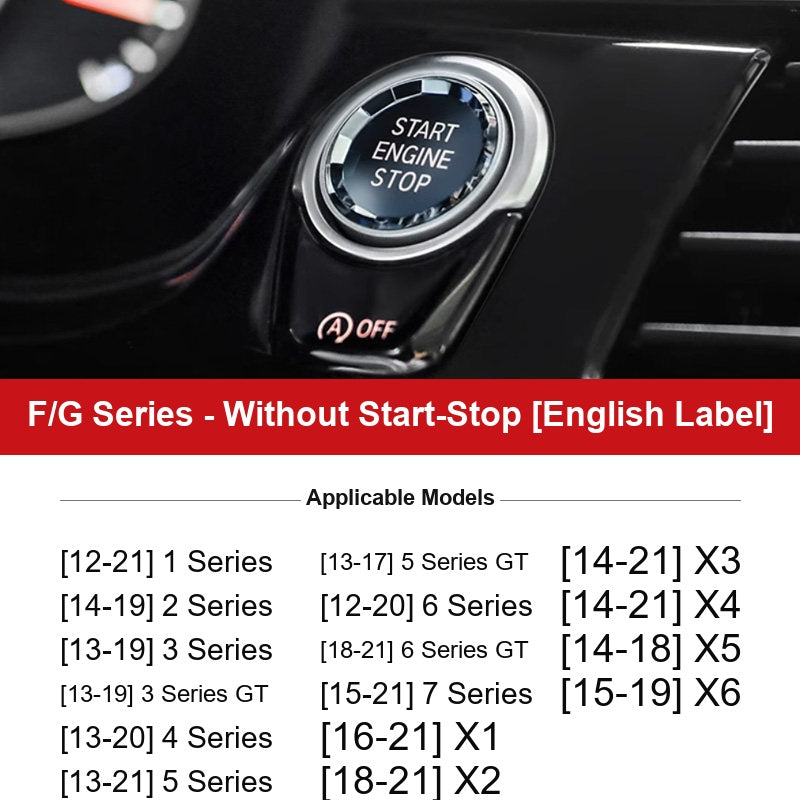 BMW F/G Series button cover for cars without start-stop - English label