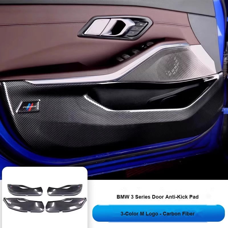 BMW 2020-2026 3 Series Long Wheelbase - Carbon Fiber Door Anti-Kick Pads (4-Piece) - Carbon Fiber Anti-Kick Pad