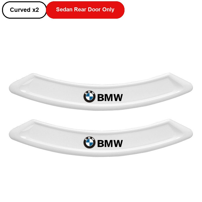 BMW white curved door corner guards, set of 2, for sedan rear door