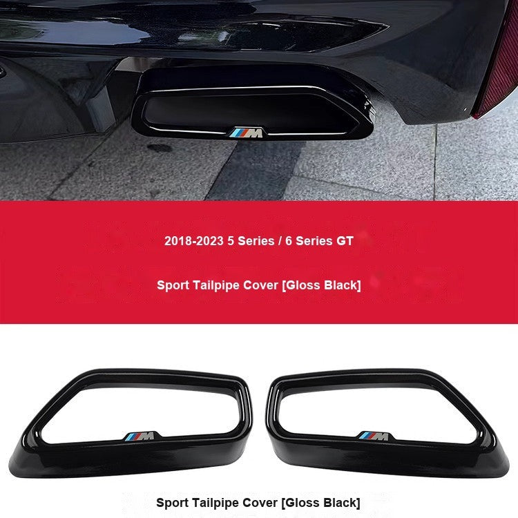BMW 2018-2023 5 Series / 6GT - Black (Pair, Single-Outlet Style) - Exhaust Tailpipe Trim Cover