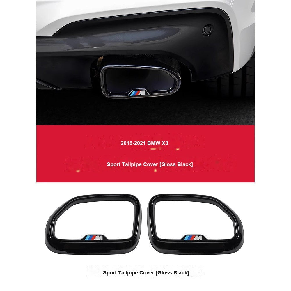BMW 2018-2021 X3 - Black (Pair) - Exhaust Tailpipe Trim Cover