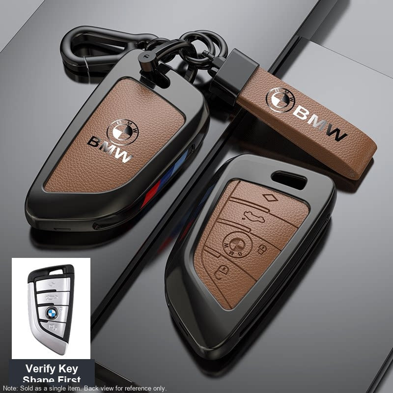 BMW Leather Key Fob Case - Style A, Coffee Brown, Bracelet Buckle