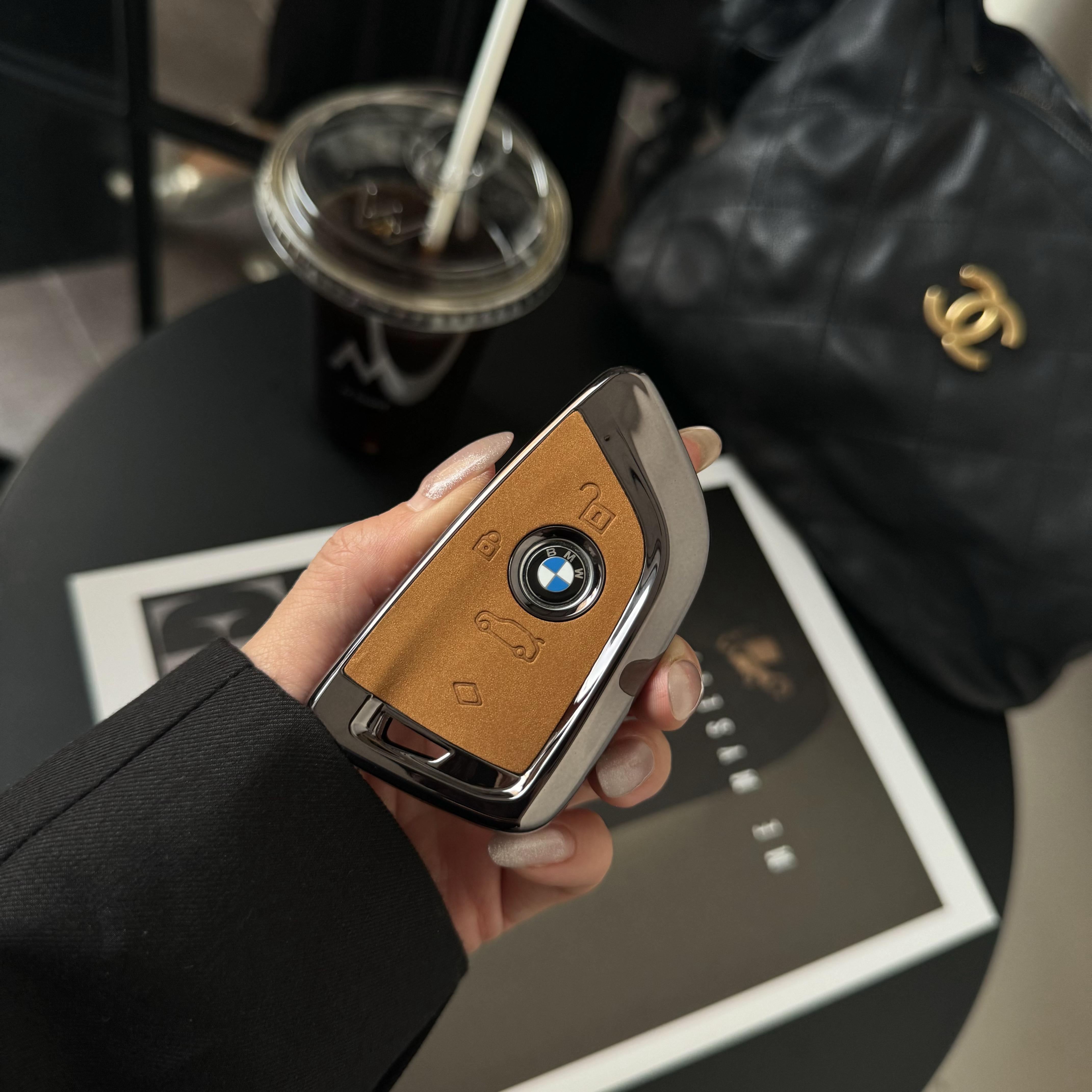 BMW G-Series key case, Mocha Brown, Single Shell style