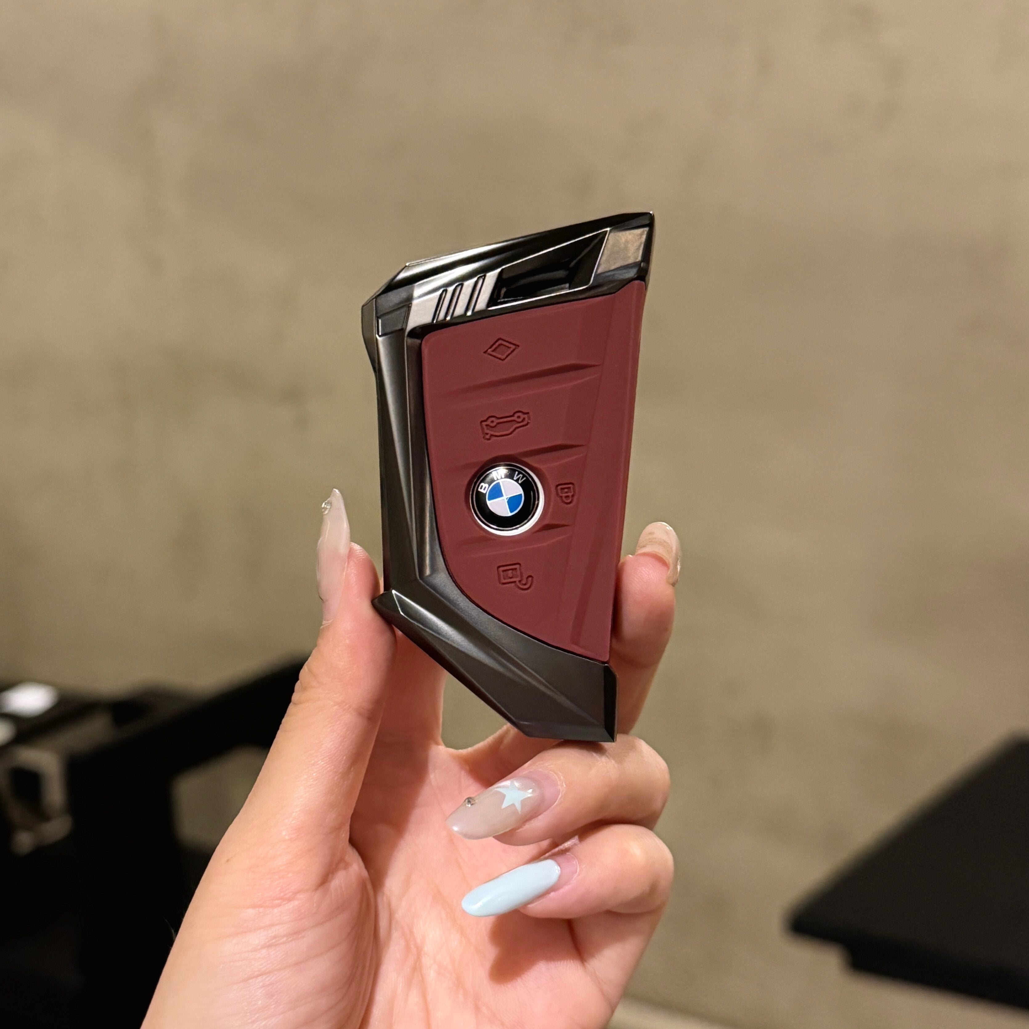 BMW Smart Key Fob Case - Style A, Black Shell / Red Interior, Shell Only