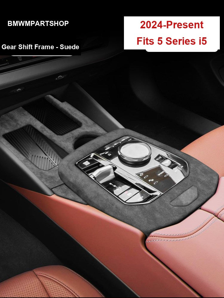 BMW 5 Series i5 gear shift frame suede carbon black