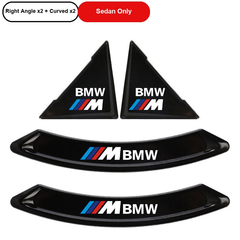 BMW M-Mark Black door corner guard, Right Angle x2 + Curved x2