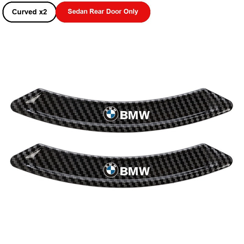 BMW carbon fiber curved door corner guards, set of 2, for sedan rear door