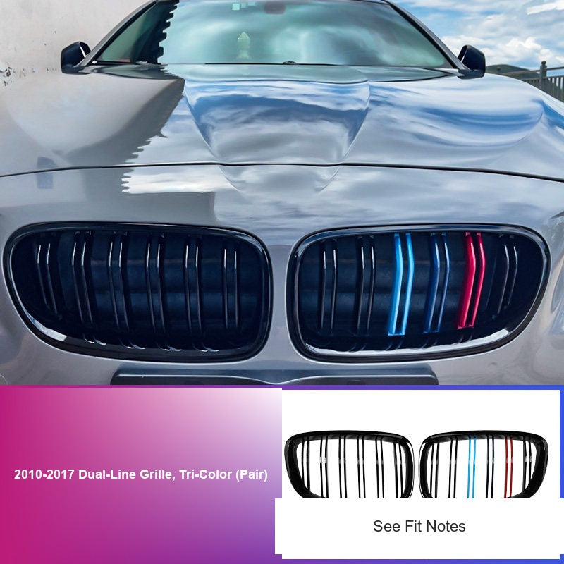 BMW 5 Series Grille - 2010-2017 Dual-Line Grille, Tri-Color (Pair)