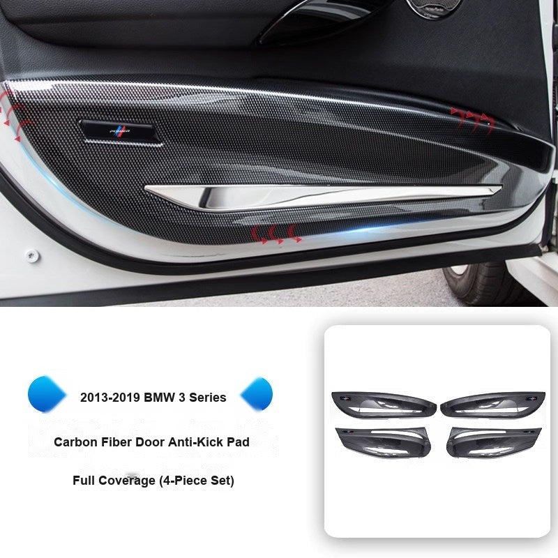 BMW 2013-2019 3 Series Long Wheelbase - Carbon Fiber Door Anti-Kick Pads (4-Piece) - Carbon Fiber Anti-Kick Pad