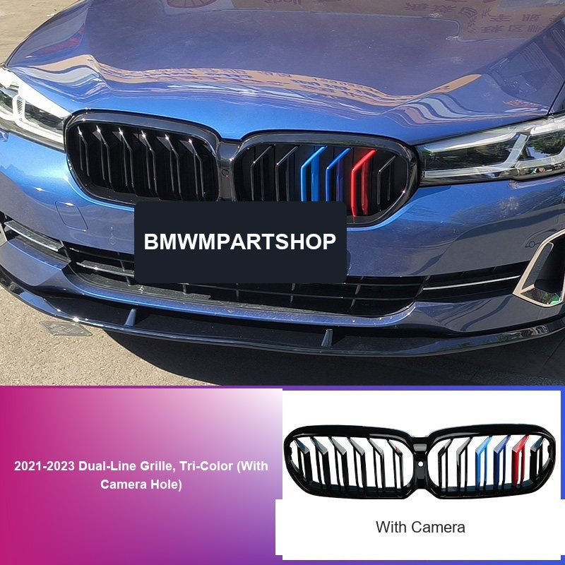 BMW 5 Series Grille - 2021-2023 Dual-Line Grille, Tri-Color (With Camera Hole)