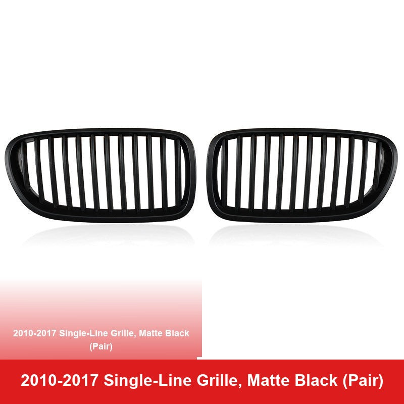 BMW 5 Series Grille - 2010-2017 Single-Line Grille, Matte Black (Pair)