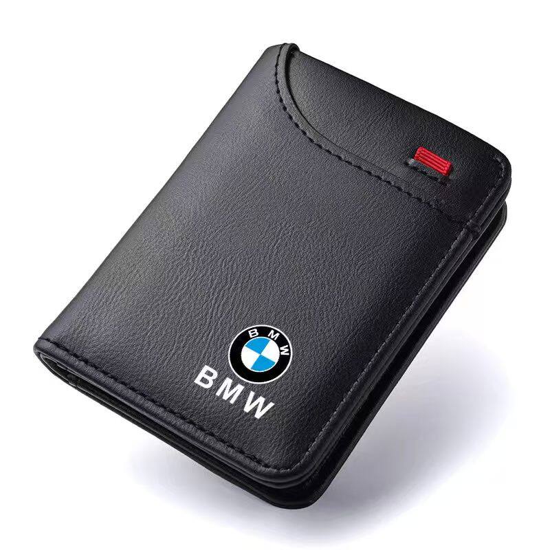 BMW leather wallet black with M stripe logo