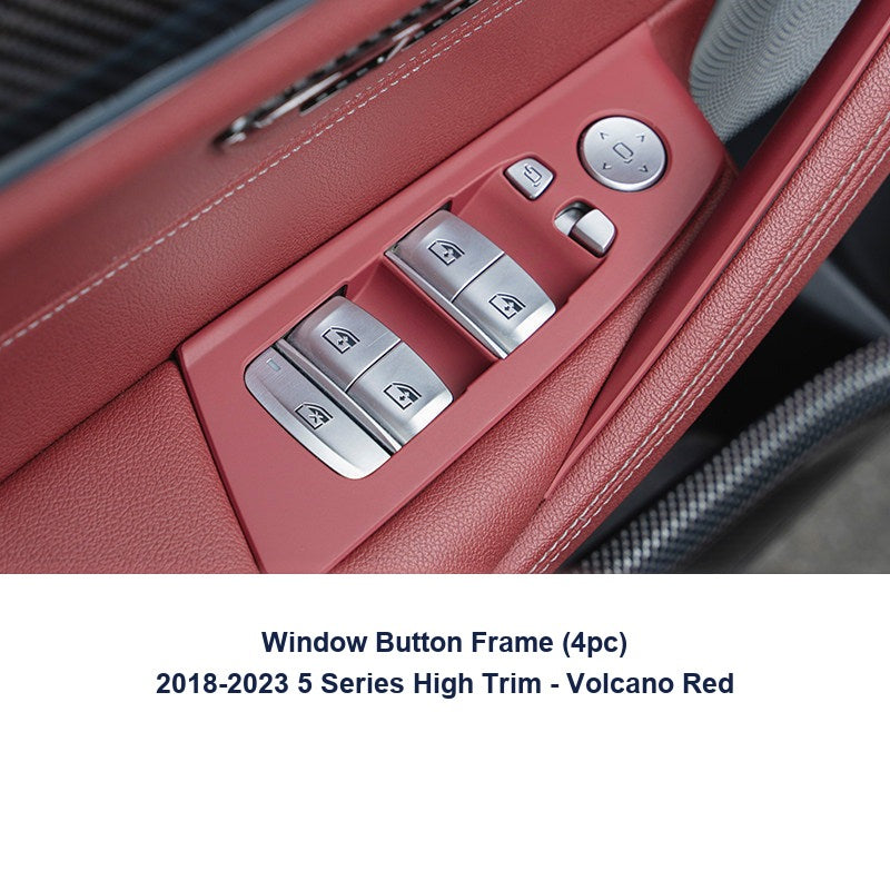 BMW door handle cover - 2018-2023 New 5 Series High-Trim [4-piece Window Button Frame] Volcano Red