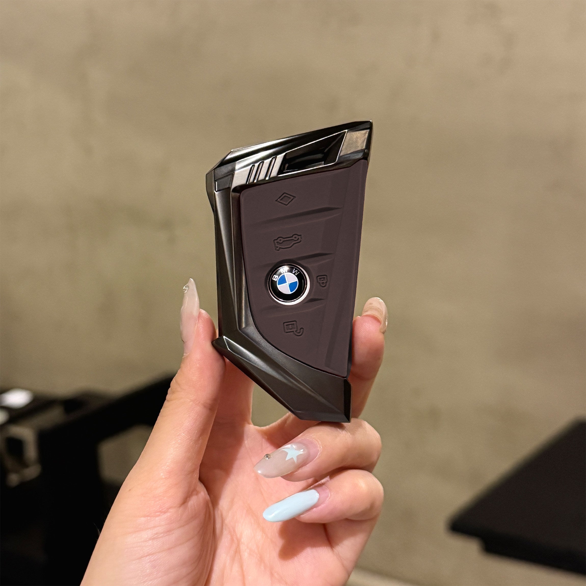 BMW Smart Key Fob Case - Style A, Black Shell / Brown Interior, Shell Only