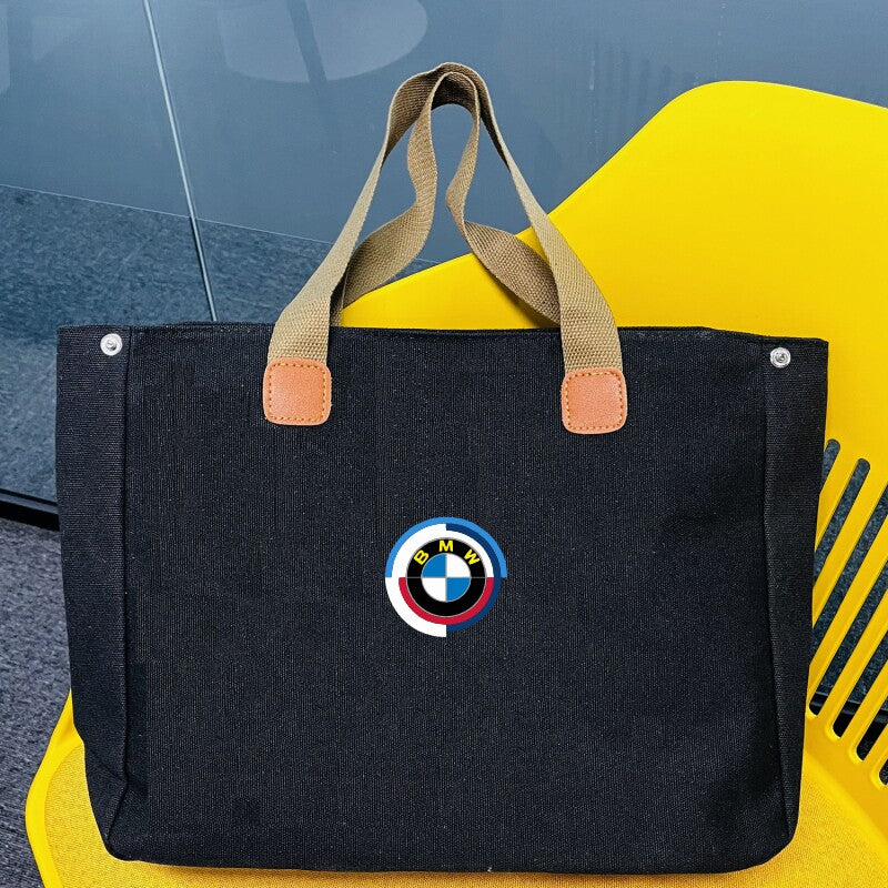 BMW canvas tote bag off-white with 50th anniversary plain patch