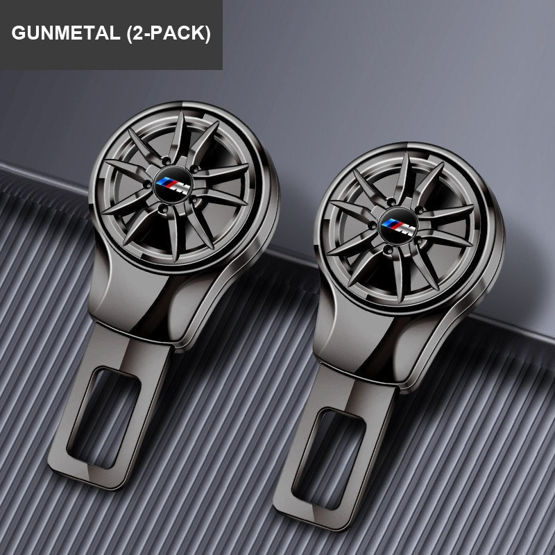 BMW M wheel-design seat belt buckle clip, gunmetal finish 2 pcs