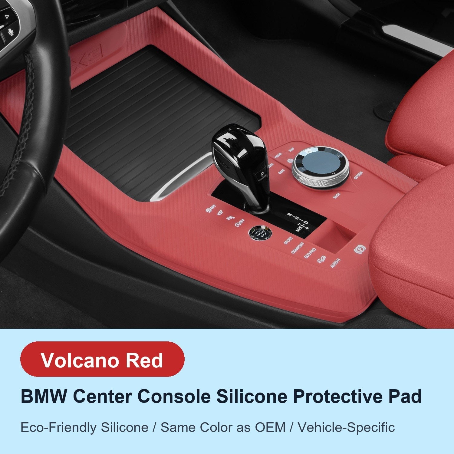 BMW center console silicone pad - X3 (2022-2024) - Volcano Red