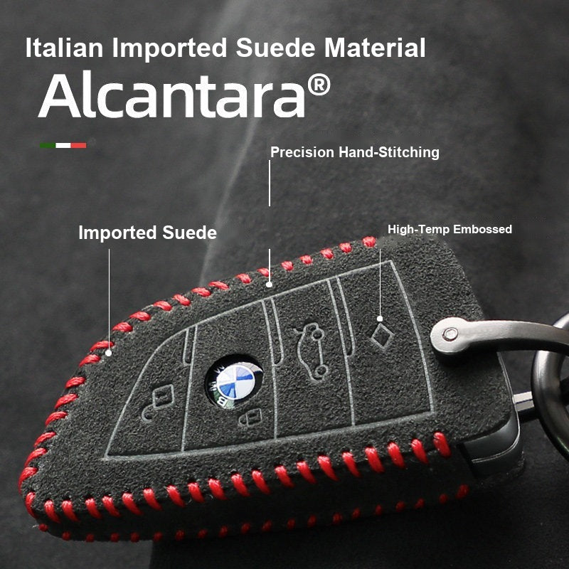 BMW Alcantara suede key case construction details