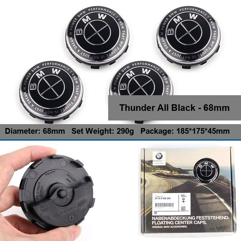 BMW floating center caps 68mm Thunder All Black