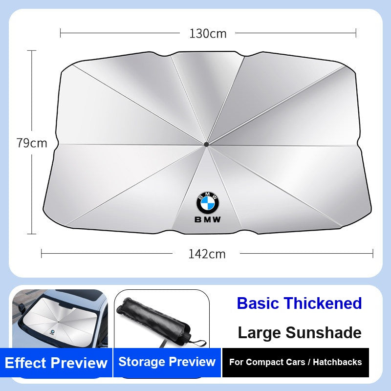 BMW windshield sunshade umbrella - large size 142cm, for compact cars and hatchbacks