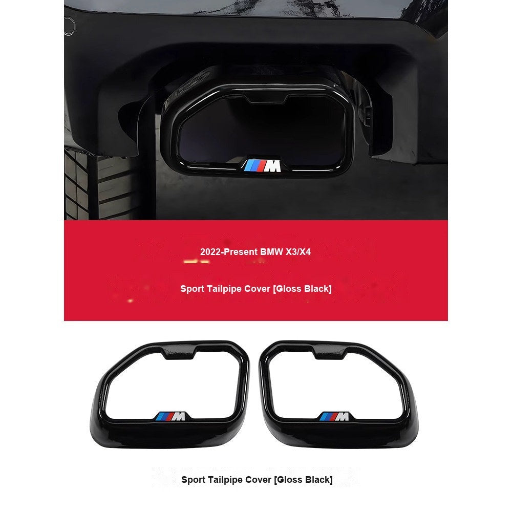 BMW 2022-2024 X3/X4 - Black (Pair, Single-Outlet Style) - Exhaust Tailpipe Trim Cover