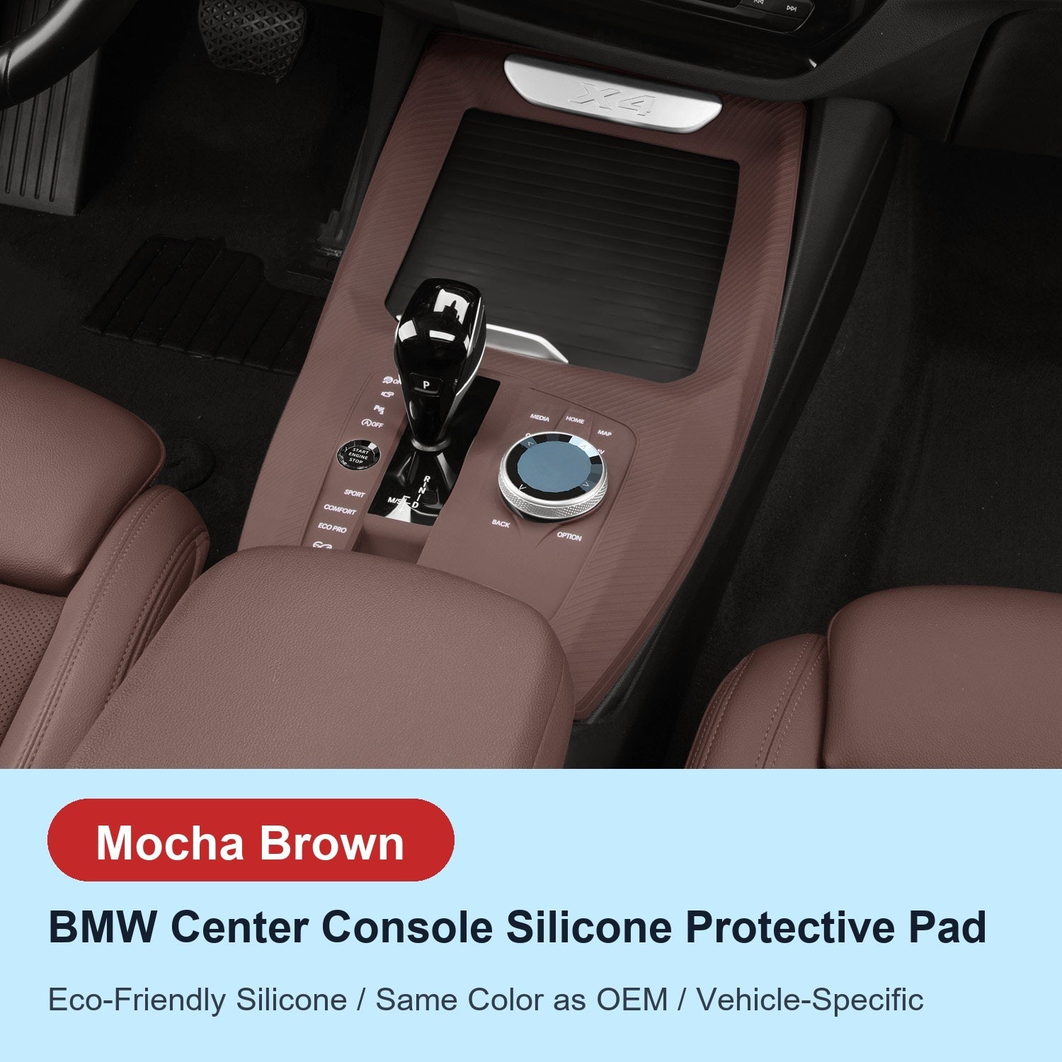 BMW center console silicone pad - X4 (2022-2024) - Mocha Brown