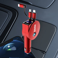 BMW Style Car Charger - Retractable 3-Port Fast Charging Adapter