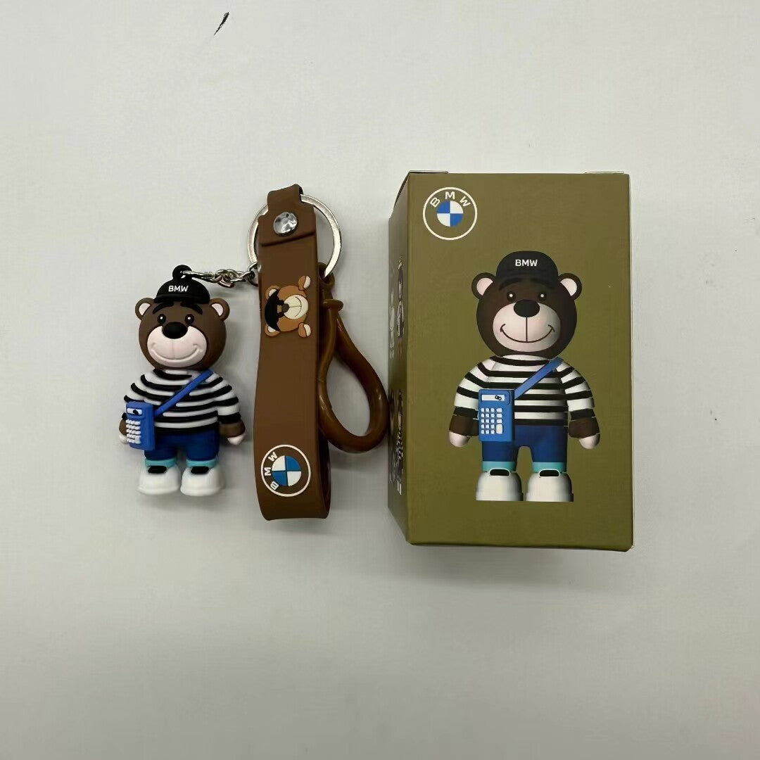 BMW bear doll keychains in black and grey styles