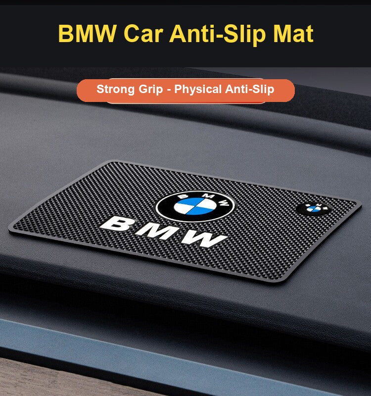 BMW car anti-slip dashboard mat with BMW logo on car dashboard