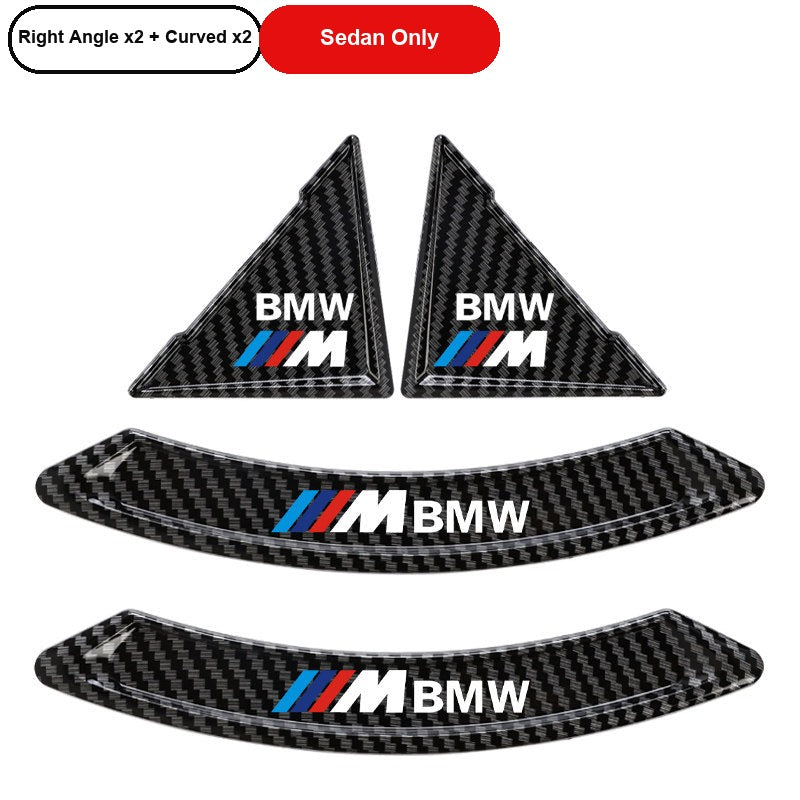 BMW M-Mark carbon fiber right angle and curved door corner guards for sedan