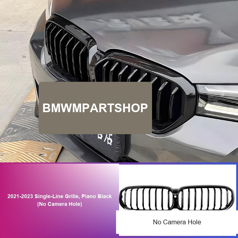 BMW 5 Series Grille - 2021-2023 Single-Line Grille, Piano Black (No Camera Hole)