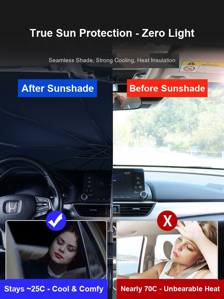 BMW windshield sunshade before and after comparison - temperature difference