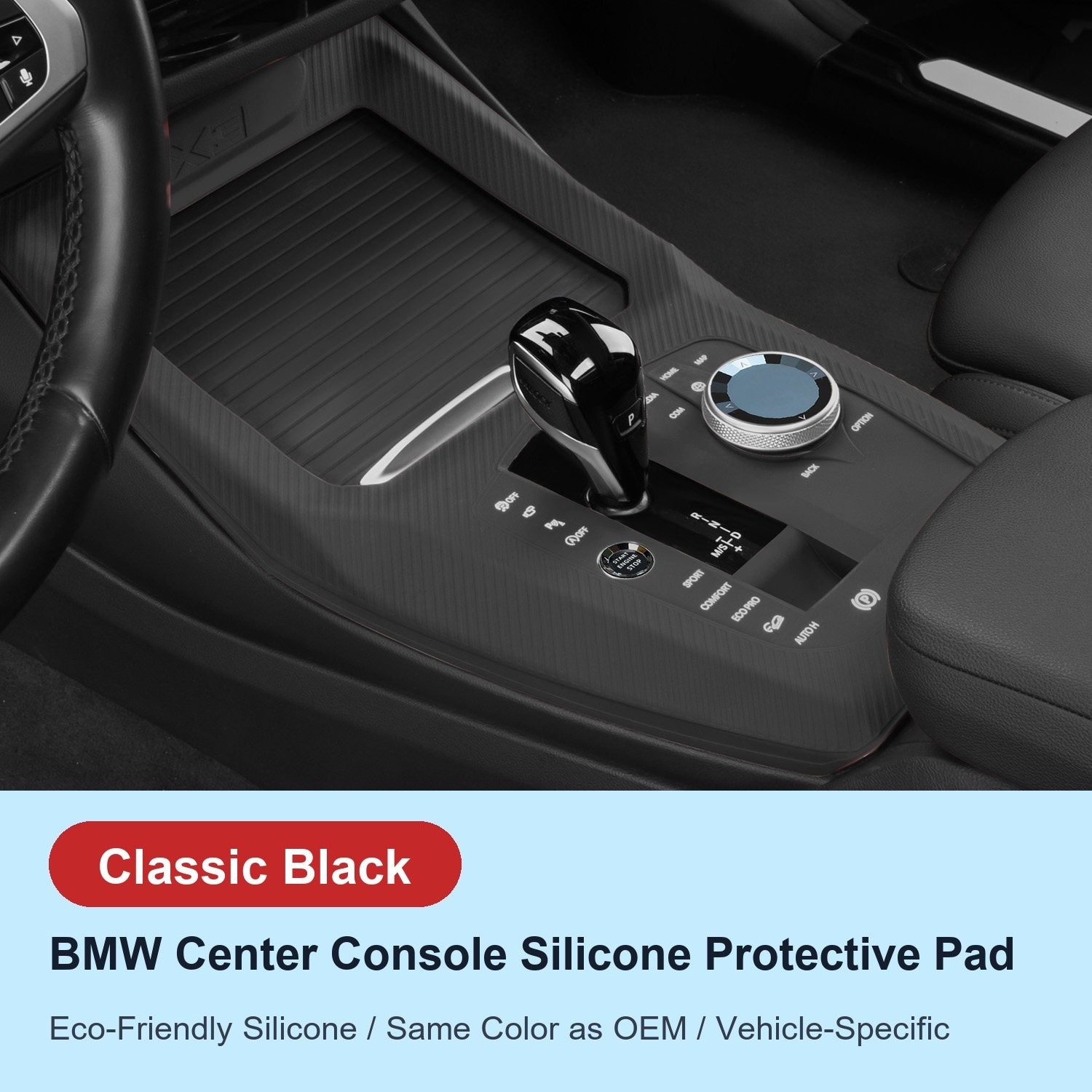 BMW center console silicone pad - X3 (2022-2024) - Classic Black