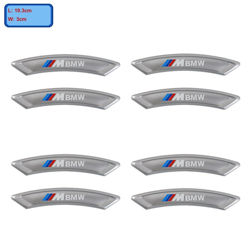 BMW M silver wheel arch guard strips, set of 8, with size label