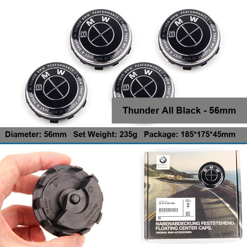 BMW floating center caps 56mm Thunder All Black