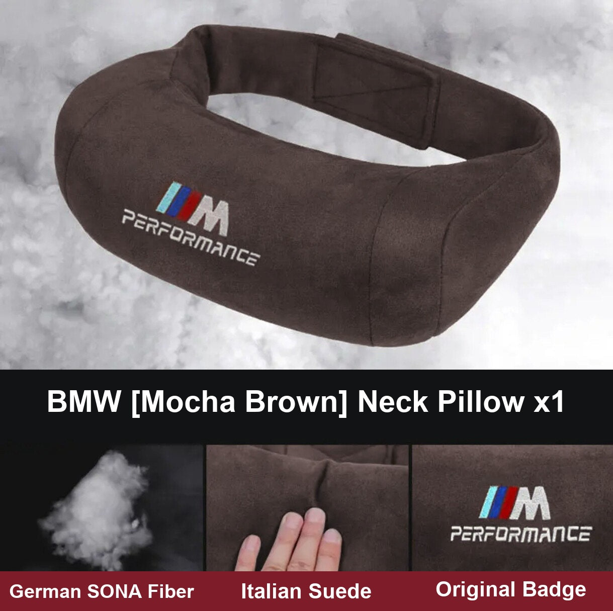 BMW M Performance neck pillow single, mocha brown