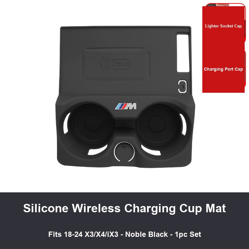 BMW X3 X4 iX3 wireless charging cup mat, Premium Black, product photo