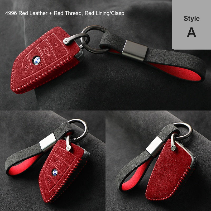 BMW key case Style A 4996 Red leather red thread