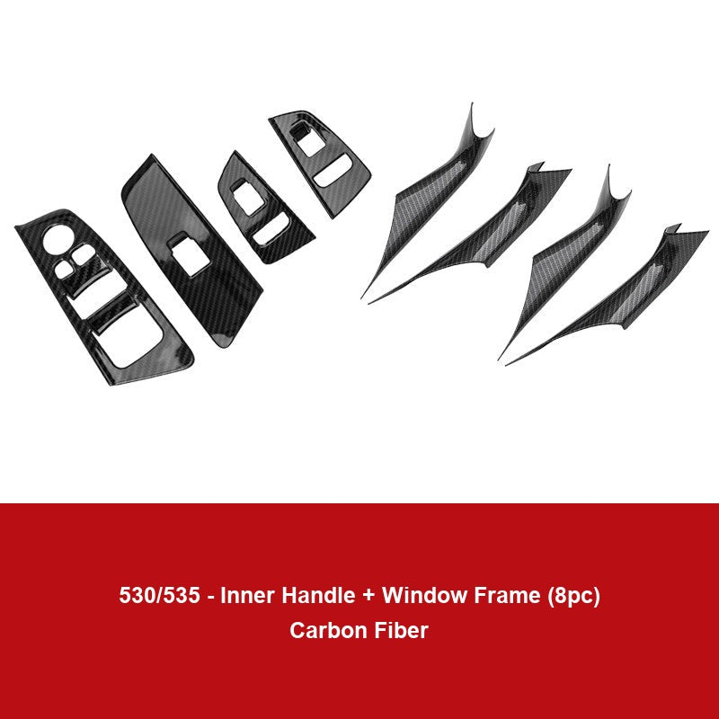 BMW door handle cover - 2018-23 5 Series 530 535 carbon fiber pattern [door inner handle + window lift button frame], 8 pieces