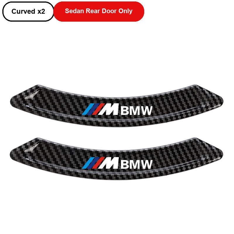 BMW M-Mark carbon fiber curved door corner guards, set of 2, for sedan rear door