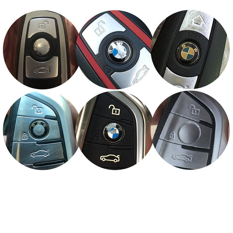 BMW key fob emblem installed on six different BMW smart key models